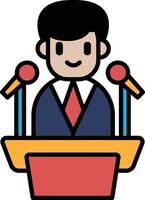 A cartoon man is standing in front of a microphone vector