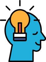 A cartoon head with a light bulb on top of it vector