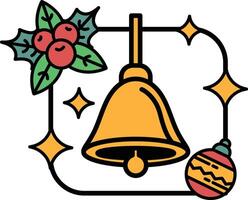 A bell is hanging from a tree with red berries vector