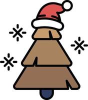 A cartoon tree with a red hat and a white snowflake on it vector