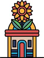A house with a flower on top of it vector