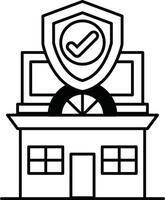 A building with a black and white shield on it vector