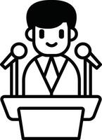 A cartoon man is standing in front of a microphone vector