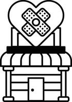A cartoon drawing of a building with a door and a heart on it vector