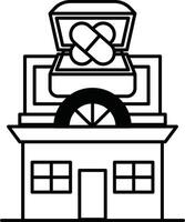 Illustration of a building and a medicine in line drawing style vector
