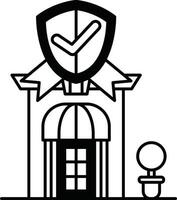 A building with a black and white shield on top of it vector