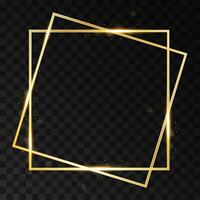 Realistic elegant geometric golden frame vector