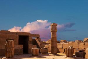 Karnak Temple, Colossal sculptures of ancient Egypt in the Nile Valley in Luxor, Embossed hieroglyphs on the wall photo