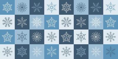 Winter seamless pattern with snowflakes in blue tones. Christmas geometric background. Minimalist style, holiday design template vector