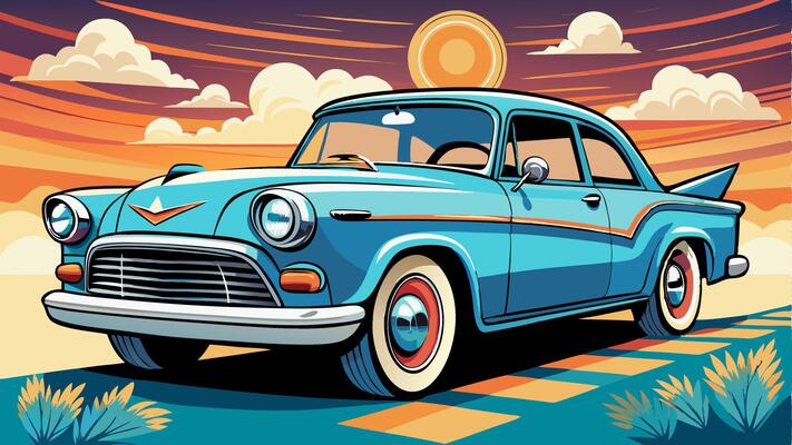 Retro Car Design, Vintage Car Art, Retro Ride