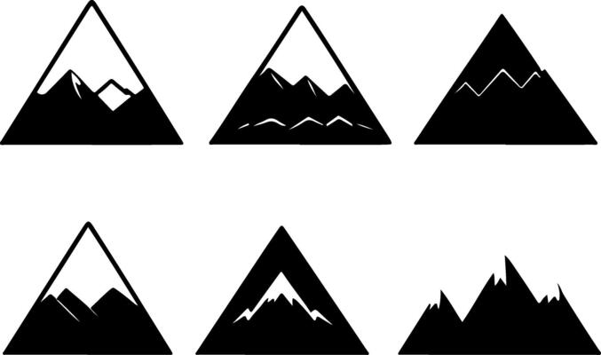 mountain peaks set of six silhouettes of mountains