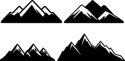 four different mountain silhouettes in black and white vector