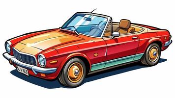 Vintage Red Convertible, Classic Car Illustration on white background vector