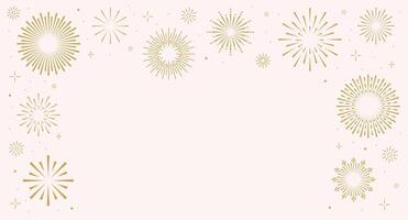 Abstract frame with burst gold fireworks. Background with bursting rays sunrise firework starburst blast. Geometric Design Elements. vector