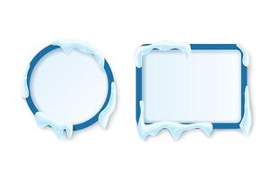 Round and rectangular winter snow frames. vector