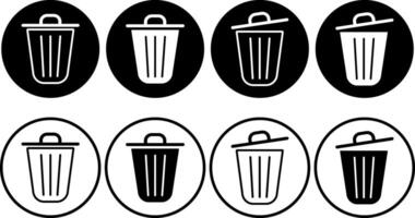 Trash icon set. delete sign. Bin icon symbol. Rubbish can icons vector