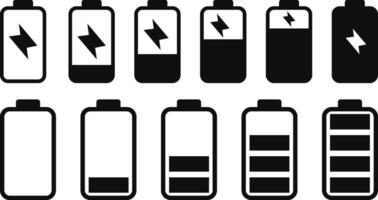 Smartphone charging battery icon set. battery level indicator icons. Concept power, energy, low , full, empty sign. battery charge levels. vector