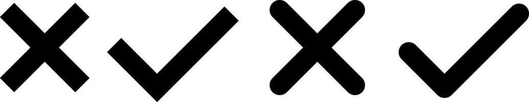 Checkmark and cross mark icon set. Tick mark, cross mark symbol. Approved and reject sign vector