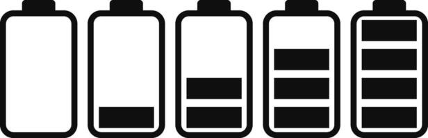 Set of Battery GSM icon. Batteries status symbols. Loading battery concept. Battery charge sign. vector