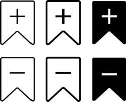 Set of Add and remove bookmark icon .Save sign collection.Save and unsaved concept. vector