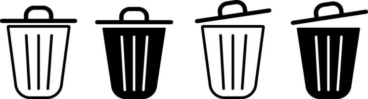 Bin icon set. Trash bin icons.Delete symbols. garbage bin vector