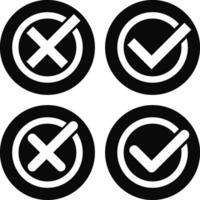 Approved and rejected icon. Checkmark and cross mark sign vector