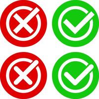 Approved and rejected icon. Checkmark and cross mark sign vector