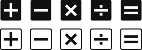 Set of Calculator key icon. Mathematical symbols icon.math calculations addition, division, subtraction, multiplication, plus minus button vector