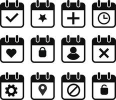 calender icon set. calender icon with love and location. Calender sign and symbol. calender icon with chekmark and plus mark vector
