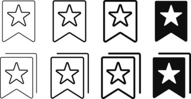 Bookmark star icon set. add online webpage to bookmark. save favorite in browser symbol set. vector