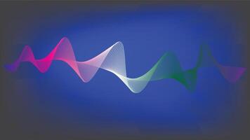 The Abstract sound wave equalizer stripe lines blue green light isolated on black background vector