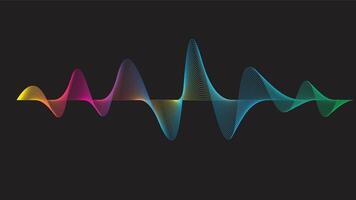 A Abstract sound wave equalizer stripe lines blue green light isolated on black background vector