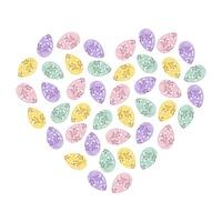 Patterned Easter eggs heart shape. Greeting or cards decorative Design element or background texture. Isolated illustration Thematic cards, blogs and posters, banner, leaflets, tag or web promo vector