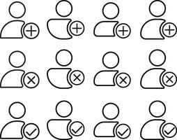 Profile with checkmark icon and crossmark icon set. check mark and cross mark symbol.. Verified and unverified account sign. vector