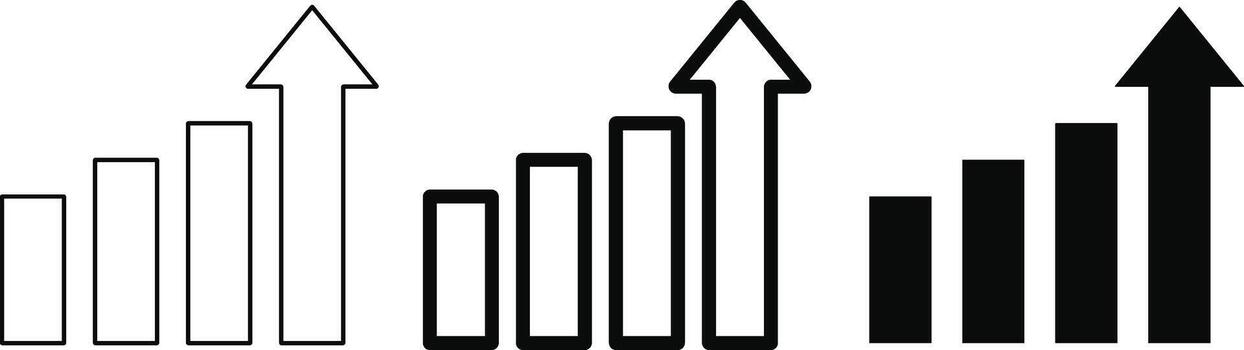 Growth icon set. Business chart with arrow symbol. column graph sign . vector