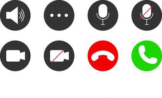 Phone calling icon set. call buttons set. microphone icon symbol. Collection of internet conversation buttons. vector