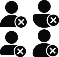 Profile with crossmark icon set. user with cross. Profile avatar with crossmark symbol. User account confirmation disapproved. vector