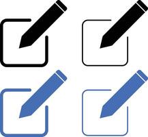pen icon or edit icon set. sign up icon symbol. paper with pencil. Notepad icon. writing pad sing. vector