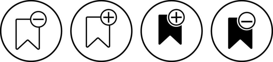 Bookmark icon set.Save and unsaved concept. Add and remove bookmark icon symbol. vector