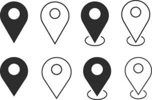 Set of map pin location icons. Pin location icon symbol. Map pin sign. Modern map markers vector