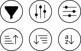 Content curation line icon set. Data funnel sign. Sand time media vector