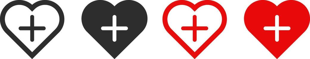 add to wishlist icon set. Love with plus symbol. Favorite product concept. vector