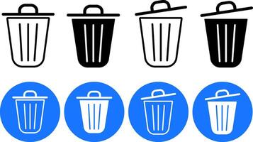 Trash icon set. delete sign. Bin icon symbol. Rubbish can icons vector