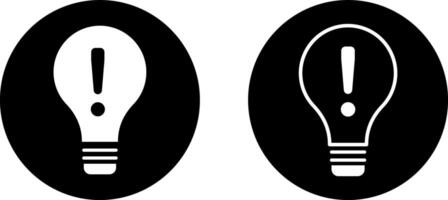 Set of Exclamation mark on light bulb icon. Idea attention sign, solution, thinking concept. Warning concept. exclamation point in light bulb vector