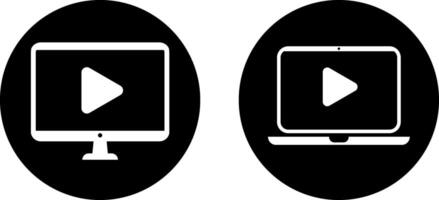 computer, laptop multimedia player icon set. Responsive web design with play icon symbol. Digital device with play sign vector