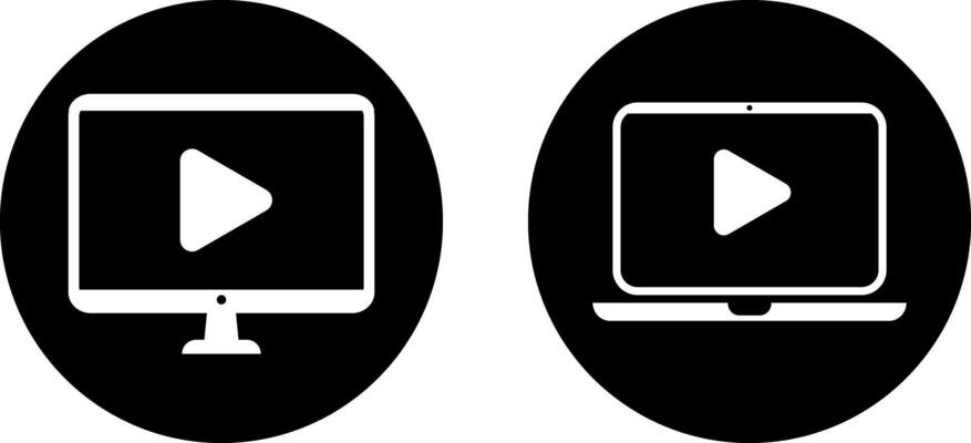 computer, laptop multimedia player icon set. Responsive web design with play icon symbol. Digital device with play sign