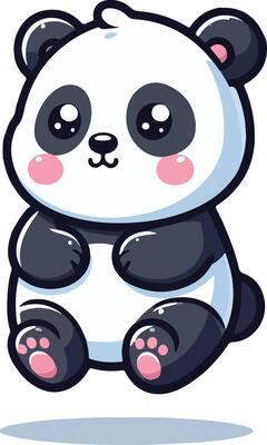 A cute panda is sitting