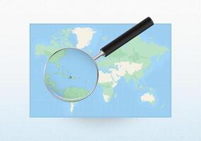 Map of the World with a magnifying glass aimed at Haiti, searching Haiti with loupe. vector