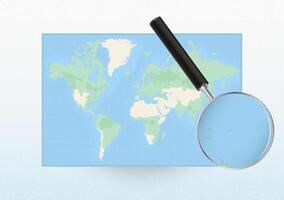 Map of the World with a magnifying glass aimed at Tonga, searching Tonga with loupe. vector