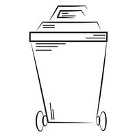 simple icon of a small rectangular street trash can drawn in line art style, to fight against environmental pollution day vector